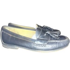 Vtg 90s Cole Haan Mens Leather Slip On Loafers Tassels Sz 10 Black Retro Cosplay